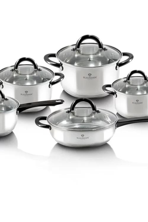 Blaumann Gourmet Line 10Pc Cookware Set Stainless Steel Pots Pans Induction Set