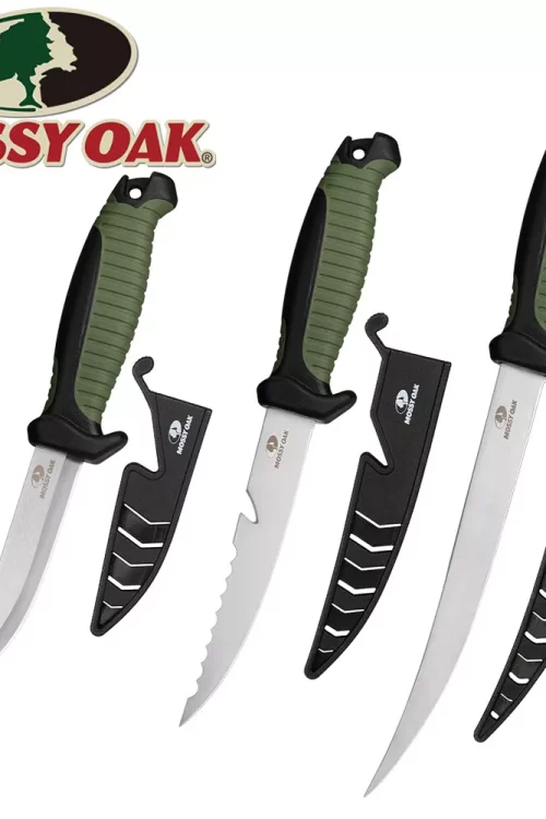 Mossy Oak 3PC Fishing Knife Sets Stainless Steel Filet Knife w/Protective Sheath